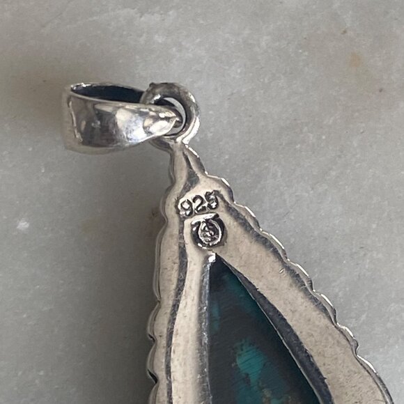 NEW Mojave Turquoise and Sterling Silver Tear Drop Pendant - Picture 3 of 4
